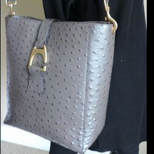 Dooney & Bourke Pewter Ostrich Embossed Leather